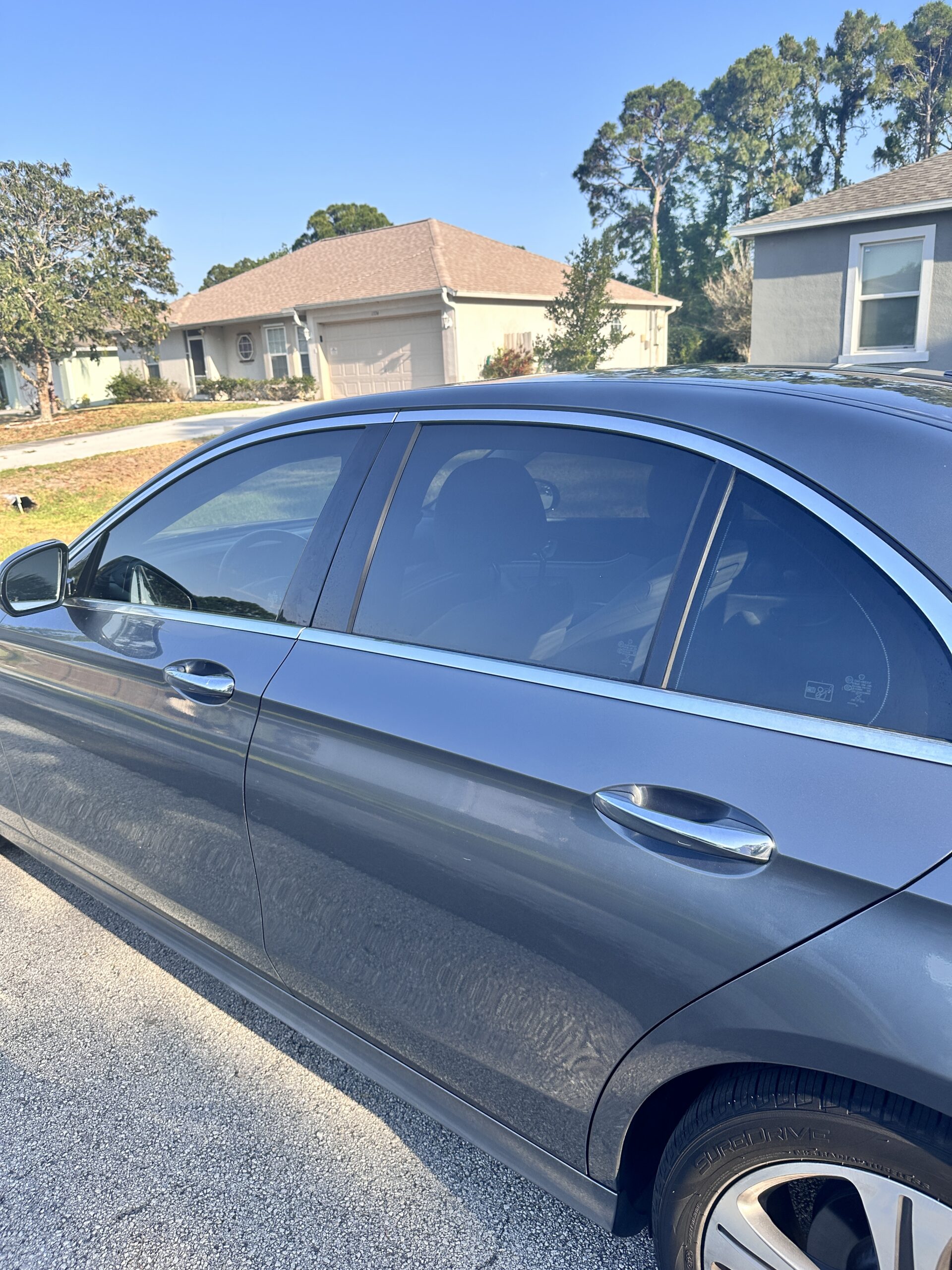 2017 Mercedes E300 came in for a tint removal and reinstall. 30% front windows, 15% rear windows & sun strip.